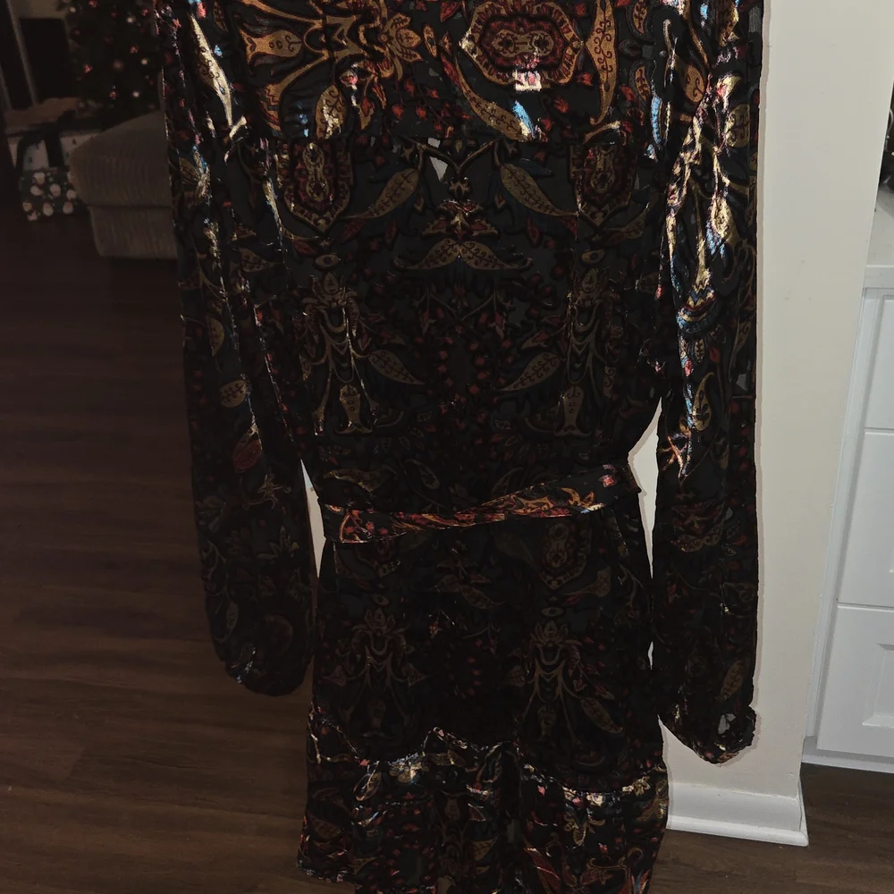 Elegant Paisley Velvet Midi Dress - Picture 6 of 7